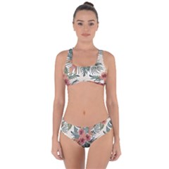 Tropical T- Shirt Tropical Attractive Floral T- Shirt Criss Cross Bikini Set