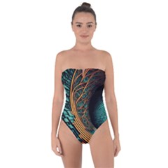 Big Data Abstract Abstract Background Backgrounds Tie Back One Piece Swimsuit by Pakemis