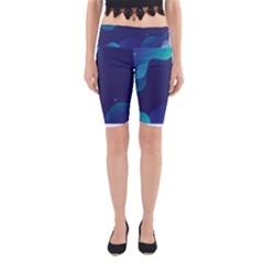 Abstract Blue Texture Space Yoga Cropped Leggings