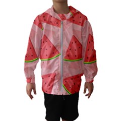 Background Watermelon Pattern Fruit Food Sweet Kids  Hooded Windbreaker by Jancukart