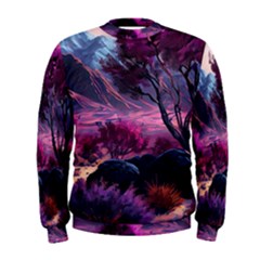 Landscape Landscape Painting Purple Purple Trees Men s Sweatshirt