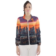 Downtown Skyline Sunset Buildings Women s Windbreaker by Ravend