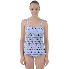 Blue Circle Pattern Twist Front Tankini Set by artworkshop