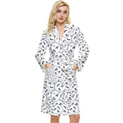 Winking Emoticon Sketchy Drawing Motif Random Pattern Long Sleeve Velour Robe by dflcprintsclothing