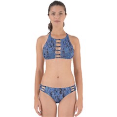 Blue Abstract Texture Print Perfectly Cut Out Bikini Set by dflcprintsclothing