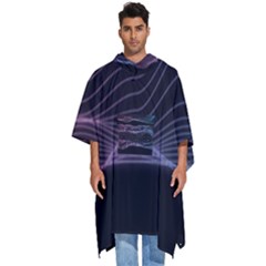 Abstract Wave Digital Design Space Energy Fractal Men s Hooded Rain Ponchos by Ravend