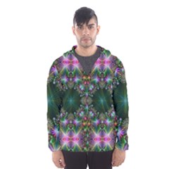 Kaleidoscope Digital Kaleidoscope Fractal Mirrored Men s Hooded Windbreaker by Ravend