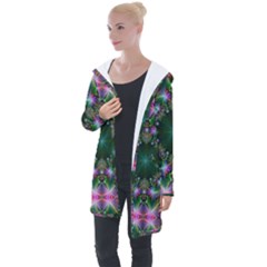 Kaleidoscope Digital Kaleidoscope Fractal Mirrored Longline Hooded Cardigan by Ravend