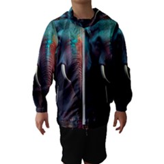 Ai Generated Elephant Tusks Trunk Wildlife Africa Kids  Hooded Windbreaker by danenraven