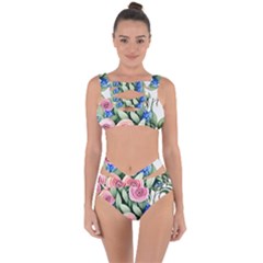 County Charm – Watercolor Flowers Botanical Bandaged Up Bikini Set  by GardenOfOphir