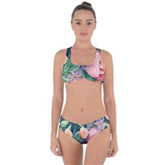 Darling And Dazzling Watercolor Flowers Criss Cross Bikini Set by GardenOfOphir