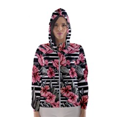 Country-chic Watercolor Flowers Women s Hooded Windbreaker by GardenOfOphir