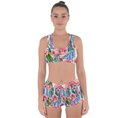 Chic Watercolor Flowers Racerback Boyleg Bikini Set by GardenOfOphir