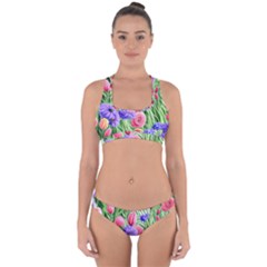 Exquisite Watercolor Flowers Cross Back Hipster Bikini Set by GardenOfOphir