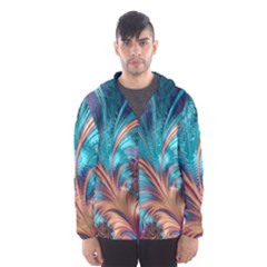 Feather Fractal Artistic Design Conceptual Men s Hooded Windbreaker by Ravend