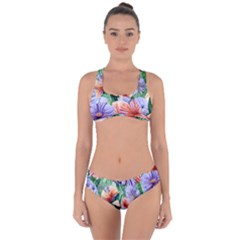 Amazing Watercolor Flowers Criss Cross Bikini Set by GardenOfOphir