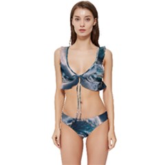 Tsunami Waves Ocean Sea Water Rough Seas 5 Low Cut Ruffle Edge Bikini Set by Ravend