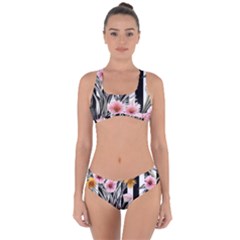 Assorted Watercolor Flowers Criss Cross Bikini Set by GardenOfOphir