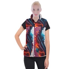 Ai Generated Swirl Splash Blaze Design Art Women s Button Up Vest by Ravend