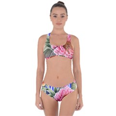 Choice Watercolor Flowers Criss Cross Bikini Set by GardenOfOphir