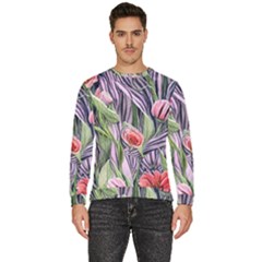 Charming Watercolor Flowers Men s Fleece Sweatshirt by GardenOfOphir