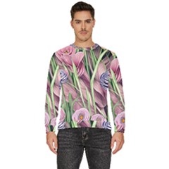 Ottagecore Aesthetics Retro Flowers Pattern Men s Fleece Sweatshirt by GardenOfOphir