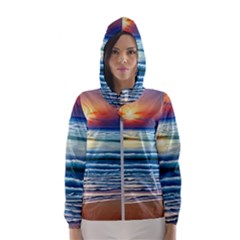 Sunset Beach Waves Women s Hooded Windbreaker by GardenOfOphir