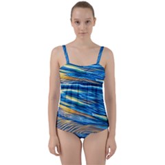 Waves Crashing On The Shore Twist Front Tankini Set by GardenOfOphir