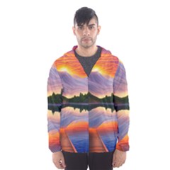 Flaming Sunset Men s Hooded Windbreaker by GardenOfOphir