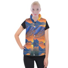 Glorious Sunset Women s Button Up Vest by GardenOfOphir