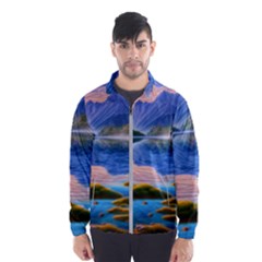 Romantic Lake Sunset Men s Windbreaker by GardenOfOphir