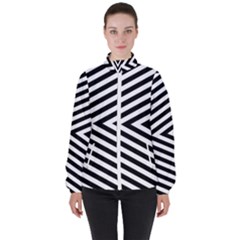 Abstract Lines Pattern Art Design Background Women s High Neck Windbreaker