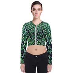 Bottles Green Drink Pattern Soda Refreshment Long Sleeve Zip Up Bomber Jacket by Ravend