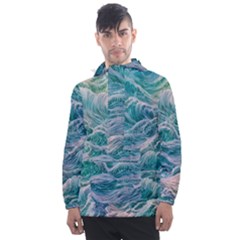 Waves Of The Ocean Ii Men s Front Pocket Pullover Windbreaker by GardenOfOphir