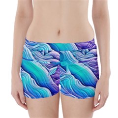 Ocean Waves In Pastel Tones Boyleg Bikini Wrap Bottoms by GardenOfOphir