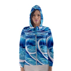 Blue Wave Women s Hooded Windbreaker by GardenOfOphir