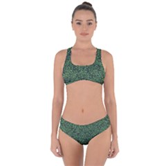 Leafy Elegance Botanical Pattern Criss Cross Bikini Set by dflcprintsclothing