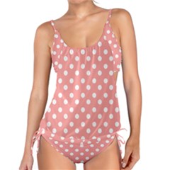 Coral And White Polka Dots Tankini Set by GardenOfOphir