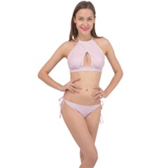 Soft Bubblegum Pink	 - 	cross Front Halter Bikini Set by ColorfulSwimWear