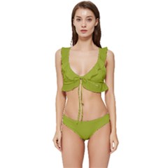 Citron Green	 - 	low Cut Ruffle Edge Bikini Set by ColorfulSwimWear