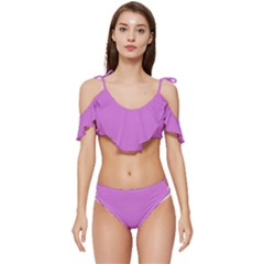 French Mauve Purple	 - 	ruffle Edge Tie Up Bikini Set by ColorfulSwimWear