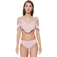 Soft Bubblegum Pink	 - 	ruffle Edge Tie Up Bikini Set by ColorfulSwimWear