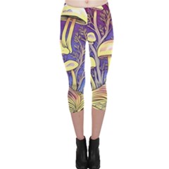 Glamour And Enchantment In Every Color Of The Mushroom Rainbow Capri Leggings  by GardenOfOphir