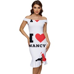 I Love Nancy Off Shoulder Ruffle Split Hem Bodycon Dress by ilovewhateva