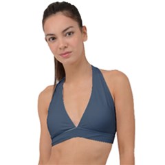 Orion Blue	 - 	halter Plunge Bikini Top by ColorfulSwimWear