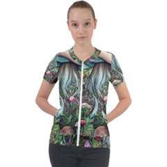 Craft Mushroom Short Sleeve Zip Up Jacket by GardenOfOphir