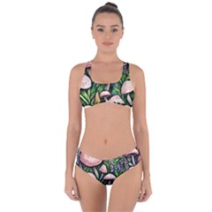 Flowery Garden Nature Woodsy Mushroom Criss Cross Bikini Set by GardenOfOphir