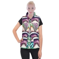 Witchy Forresty Goblincore Fairytale Mushroom Women s Button Up Vest by GardenOfOphir