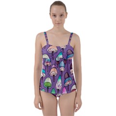 Foraging For Mushrooms Twist Front Tankini Set by GardenOfOphir