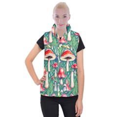 Forest Mushroom Fairy Garden Women s Button Up Vest by GardenOfOphir